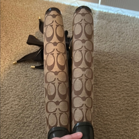 Coach Monogram Rain Boots - Black and Tan - Picture 14 of 17